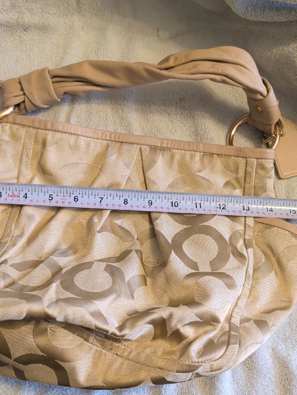 Coach Beige Signature Jacquard Shoulder Bag - Picture 7 of 8